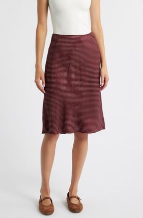 Dôen Elowette Pin Dot Silk Blend Twill Skirt in Burgandy Colette Dot at Nordstrom, Size Xx-Small