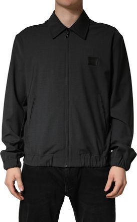 Dolce & Gabbana Black Wool Logo Full Zip Men Bomber Mens Jacket