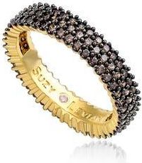 Suzy Levian Pav&eacute; Brown Cubic Zirconia Eternity Band Ring in Yellow/brown at Nordstrom Rack, Size 5.5