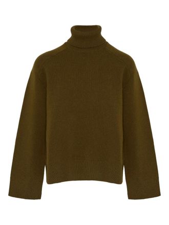 Yves Salomon turtleneck wide-cuff sweater - women - Organic Wool/Polyamide/Elastane - S - Green