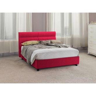 Dmora Cama Individual Brendola, Colch&oacute;n Incluido, Hecho En Italia, Rojo