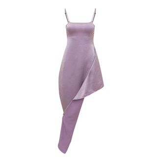 J.W.Anderson Midi Jurk met Vierkante Halslijn - Dames - Feestkleedjes - Paars - 2XS - Kleedjes