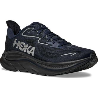 Hoka One One Clifton 10 Running Shoe - Wide Width Available in Varsity Navy /Black at Nordstrom, Size 10.5