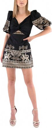 Lace Cutout Mini Dress In Black Gold