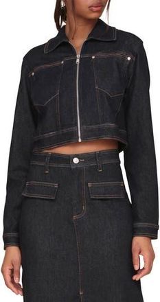 Avec Les Filles Crop Denim Jacket in Rinse Wash at Nordstrom Rack, Size Medium