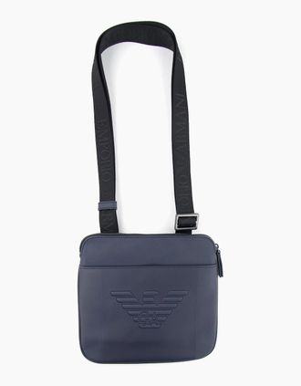 Emporio Armani Mens Emporio Armani Embossed Logo Cross Body Bag Navy Blue - Size: OS