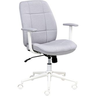 Beliani Beliani - Silla De Oficina Moderna Tradicional Giratoria Ajustable Con Reposabrazos Gris Carlton
