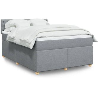 vidaXL Cama Box Spring Con Colch&oacute;n Tela Gris Claro 140x190 Cm