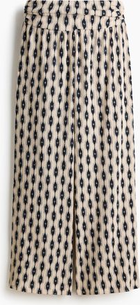 H&M Weite Hose mit gerafftem Bund - Hellbeige/Gemustert