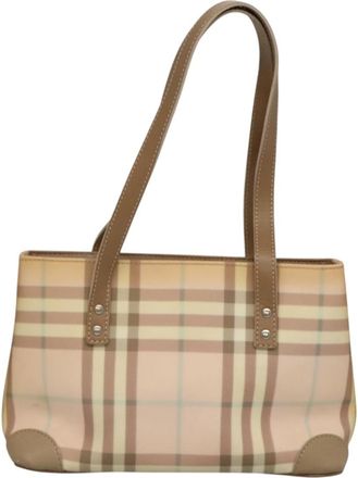 Burberry Nova Check Beige Canvas Handbag (Pre-Owned)