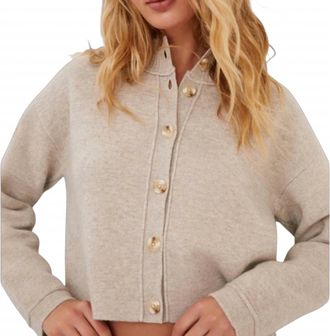 Something Navy Mock Neck Cardigan In Oatmeal
