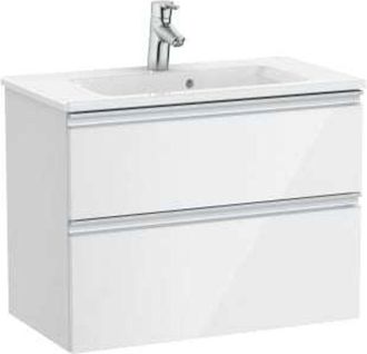 Roca Roca - Pack Unik Mueble Base Compacto De 2 Cajones + Lavabo The Gap Color: Blanco Brillo - Medidas: 705x380x537 Mm