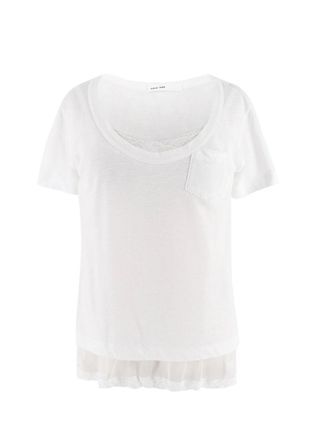 sacai Luck Lace Trim White T-Shirt Size XS