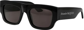 Alexander McQueen Am 0449S Zonnebril - Heren - Zonnebrillen - Zwart - 53 MM - Nylon - Accessoires