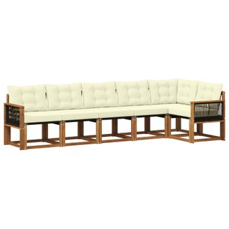 vidaXL Conjunto De Sof&aacute;s De Exterior Con Coj&iacute;n 6 Pcs Natural Y Crema Vidaxl