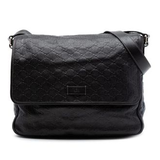 Gucci Vintage, unisex, Zwart, ONE Size, Leer, Pre-owned Embossed Leather Crossbody Bag