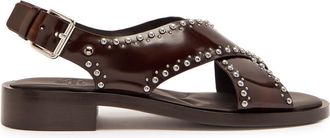 Churchs Churchs Remi Stud-embellished Patent Leather Sandals - Brown - 40 (IT40 / UK7)