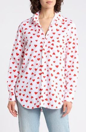 Frank & Eileen Boyfriend Cotton Button-Up Shirt in Hearts at Nordstrom Rack, Size Xx-Small
