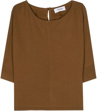 Yves Salomon tie-fastening wool knitted top - women - Wool - L - Brown