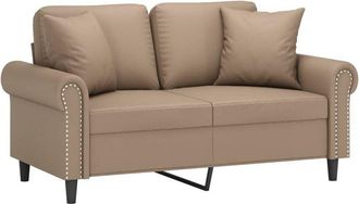 vidaXL Sof&aacute; De 2 Plazas Con Cojines Cuero Sint&eacute;tico Capuchino 120 Cm Vidaxl