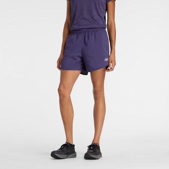 New Balance Womens Sport Essential Short 5 in Purple Polywoven, size X-Small