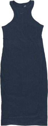 Nike Geribde Midi-jurk zonder mouwen - Dames - Tenniskleding - Blauw - M - Katoen - Fitness