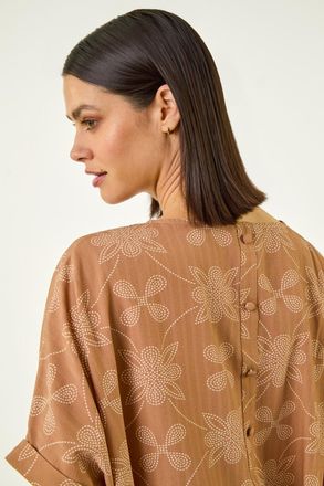 Roman Floral Geometric Textured Top