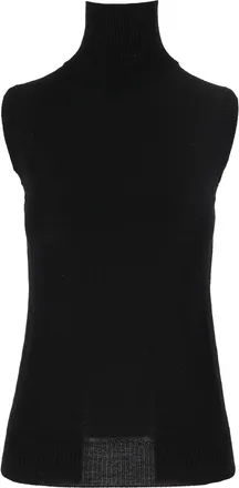 Sportmax Black Eschimo High Ribbed Collar Sleeveless Knit Tank Top