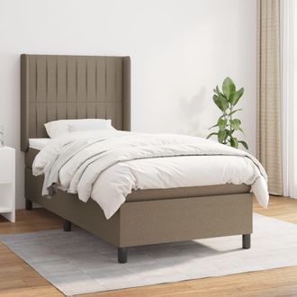vidaXL Vidaxl - Cama Box Spring Con Colch&oacute;n Tela Gris Taupe 100x200 Cm