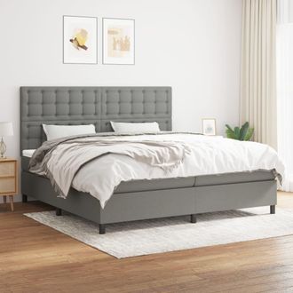 vidaXL Vidaxl - Cama Box Spring Con Colch&oacute;n Tela Gris Oscuro 200x200 Cm