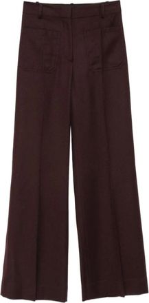 Victoria Beckham Broeken, Dames, Bruin, XS, Wol, Alina Wijde Broek