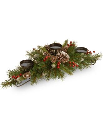 National Tree Company 30In Frosted Berry Centerpiece With 3 Candle Holders