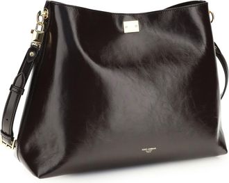 Dolce & Gabbana Womens Large Vittoria Leather Shoulder Bag Cioccolato Calf Bos Taurus