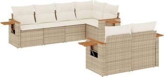 vidaXL Vidaxl - Set Sof&aacute;s De Jard&iacute;n 7 Piezas Y Cojines Rat&aacute;n Sint&eacute;tico Beige