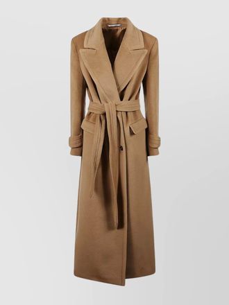 Tagliatore long wool coat belted at waist