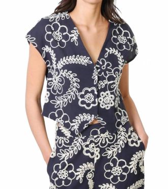 Traffic People Gatsby Embroidered Top In Blue