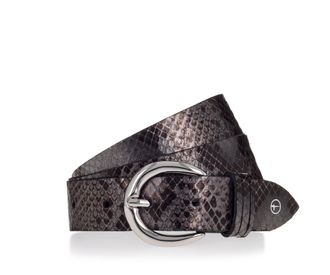Tamaris Lederg&uuml;rtel TAMARIS, Damen, Gr. 11,5, schwarz braun, gun metal, Rindsleder, G&uuml;rtel Lederg&uuml;rtel, Schlangenmuster-Optik