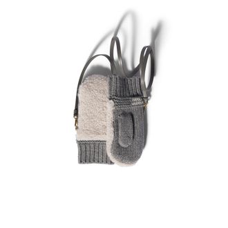 Miu Miu Wool, Cashmere And Shearling Mittens, Woman, Grey/ivory, Size S