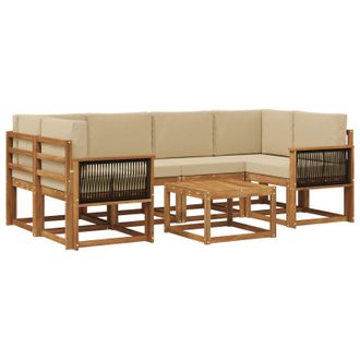vidaXL Conjunto De Sof&aacute;s De Exterior Con Coj&iacute;n 5 Pcs Natural Vidaxl