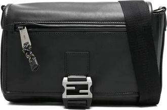 Fendi Flux Messenger Bag - Heren - Schoudertassen - Zwart - ONE Size - Leer - Tassen