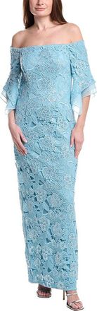 Adrianna Papell Sequin Lace Combo Column Gown