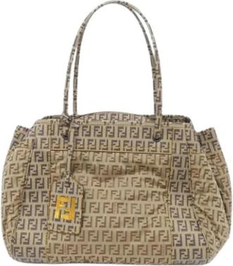 Fendi Pre-owned Tote Bags, female, Beige, Size: ONE SIZE Pre-owned Nylon Tote Bag