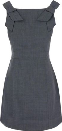 Shushu/Tong Jurk met striklintjes - Dames - Korte kleedjes - Grijs - 2XS - Wol - Kleedjes