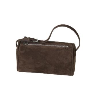 Generic Compatible For Mini Suede Handbag Real Leather Square Pen Container Bag Women(Coffee)