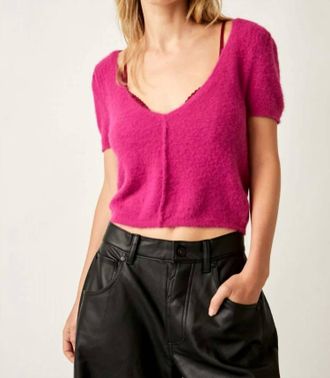 Free People Keep Me Warm Crop Top In Fuschia Festival