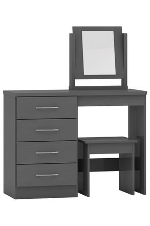 Seconique Nevada 4 Drawer Dressing Table Set in Dark Grey