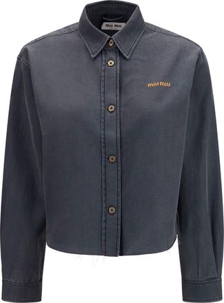 Miu Miu Womens Shirt Denim-Style Cotton Black