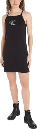 Calvin Klein Outlined Jurk - Dames - Korte kleedjes - Zwart - S - Katoen - Kleedjes