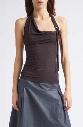 Paloma Wool Simulet Side Tie Jersey Halter Top in 323 - Brown at Nordstrom, Size X-Large