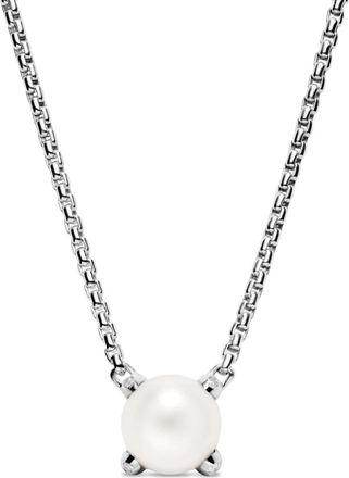 David Yurman Collana in argento sterling con diamanti e perle
